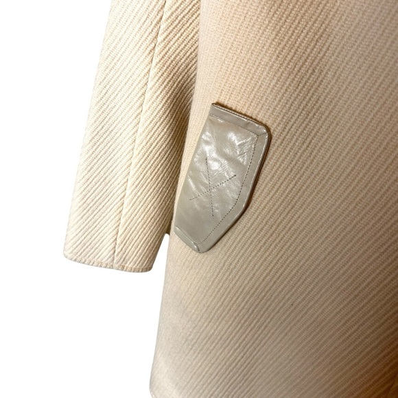 RUDSAK Women's Ribbed Ivory Wool Long Dress Jacket with Leather Accents- Small - Picture 5 of 14